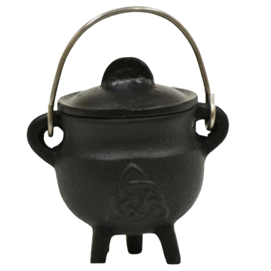 Triquetra Cast Iron Cauldron w/Lid 3"