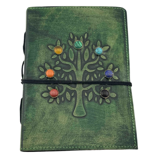 Leather Journal - Tree of Life with Stones