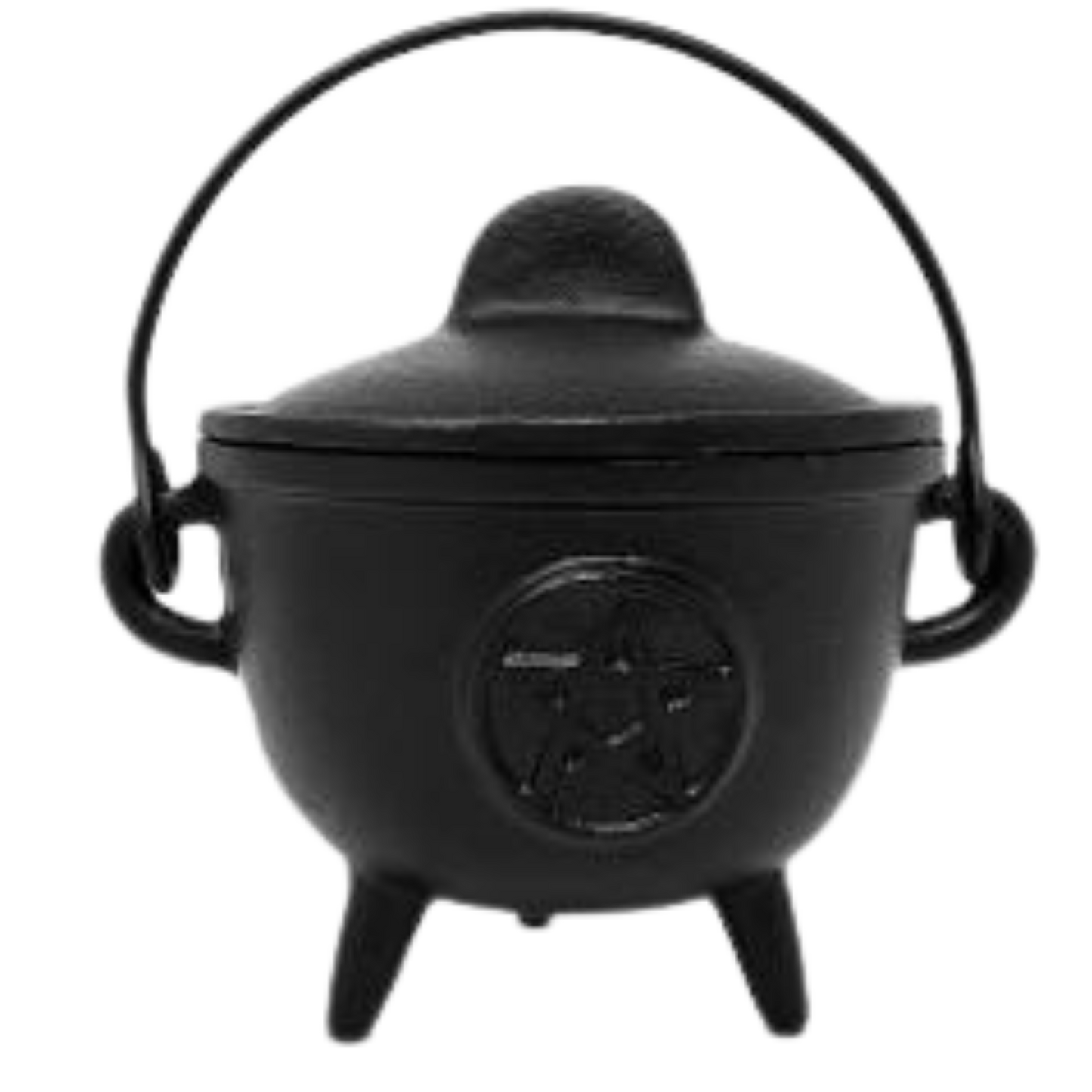Pentagram Cast Iron Cauldron with Lid