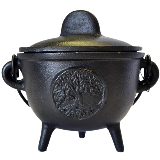 Tree of Life Cast Iron Cauldron with Lid