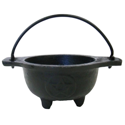Pentagram Cast Iron Cauldron w/ Handle