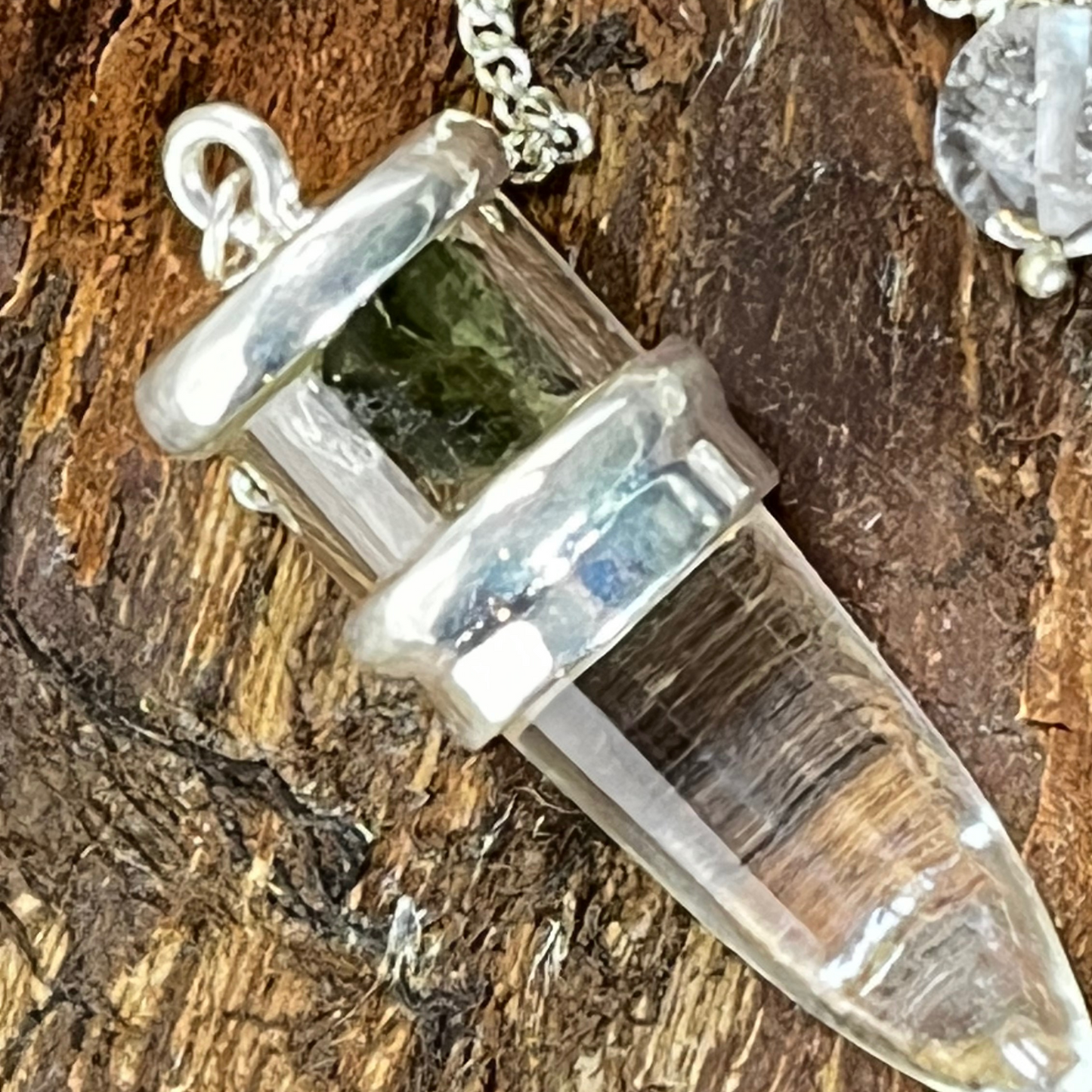 Moldavite On Clear Quartz Pendulum