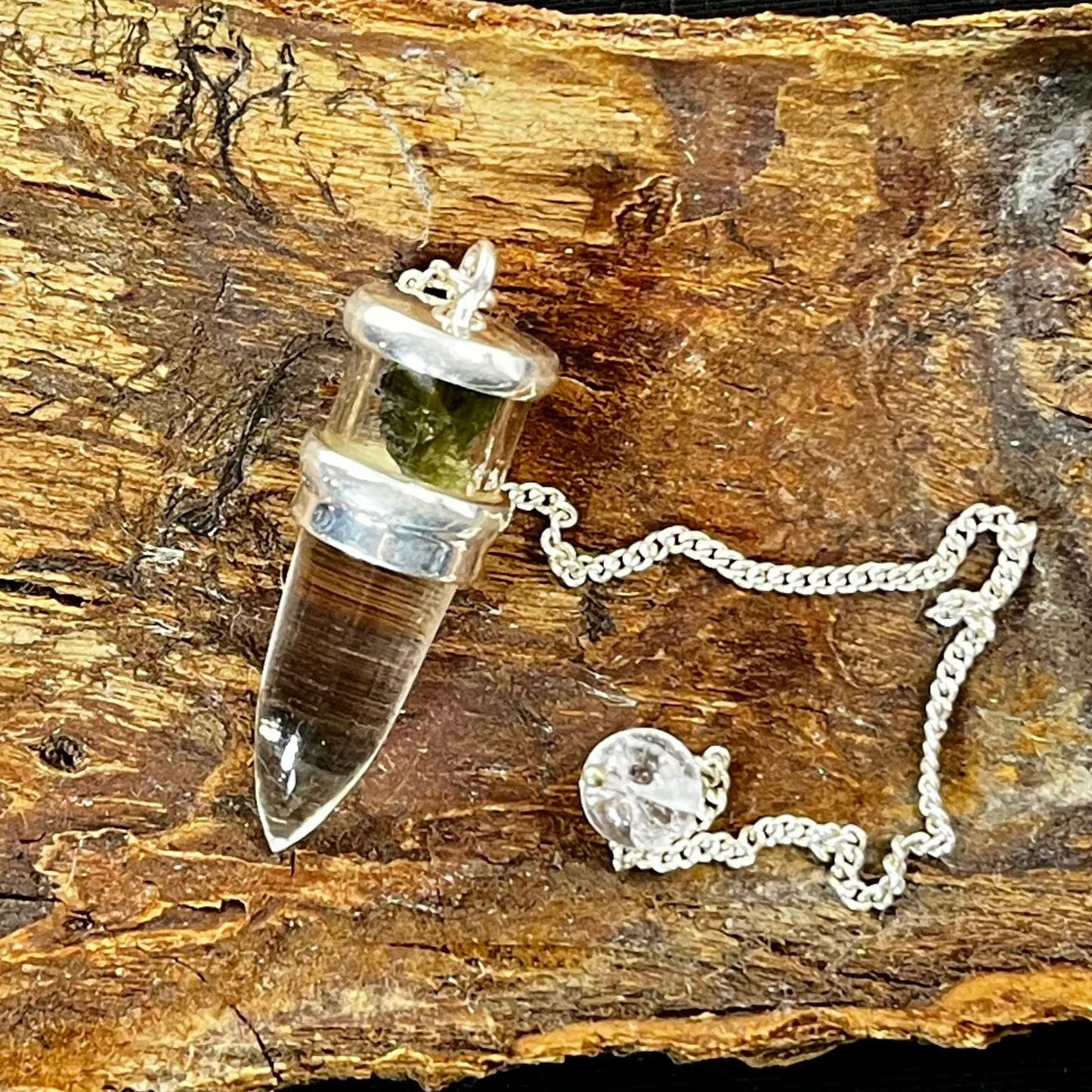 Moldavite On Clear Quartz Pendulum