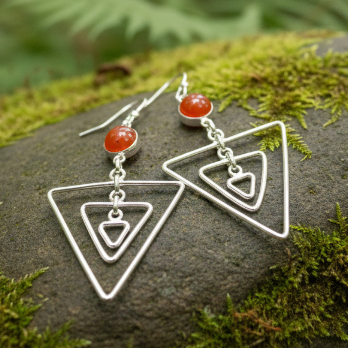 Carnelian Triangle Earrings