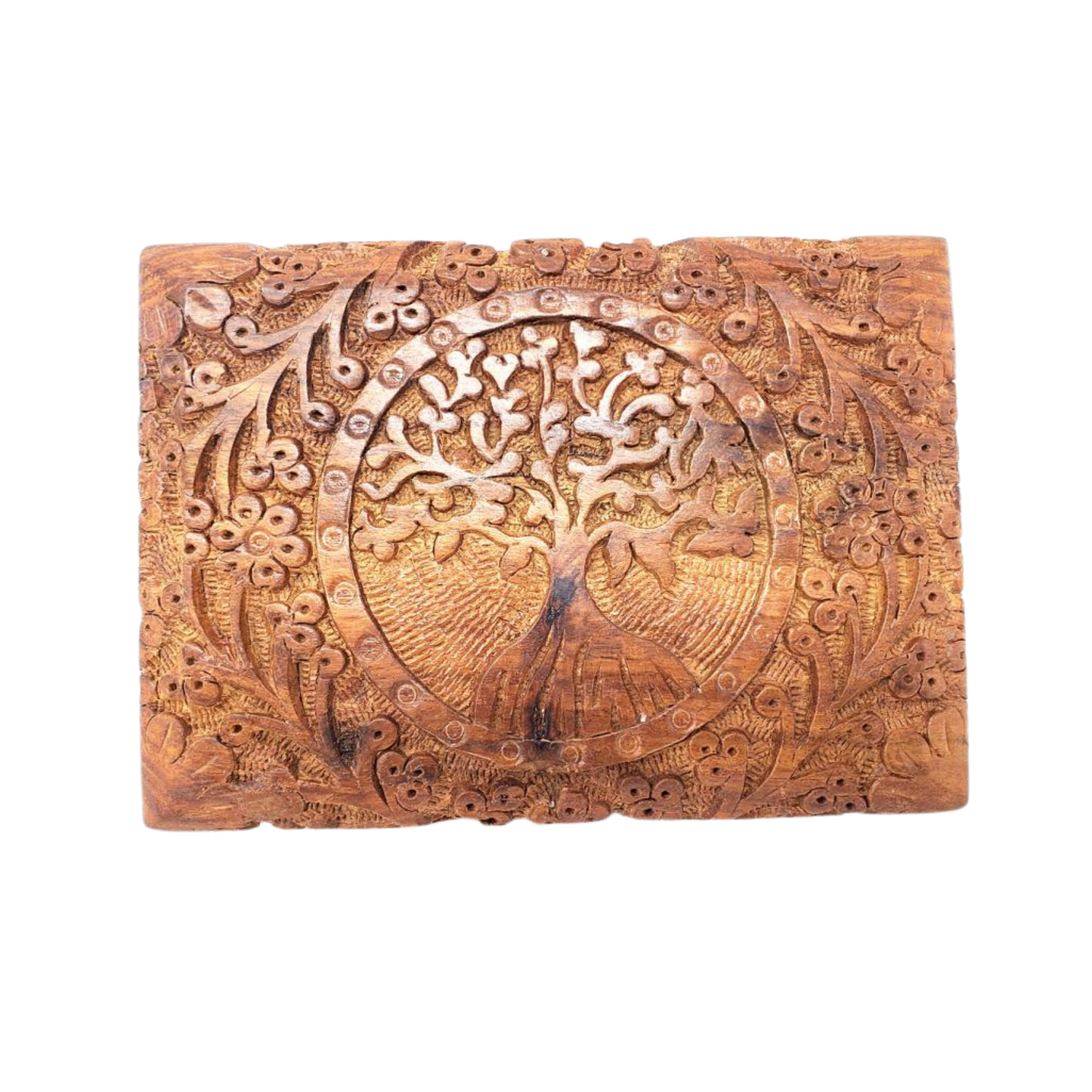 Tree of Life Carved Wood Box