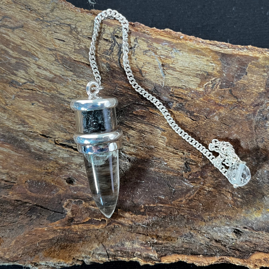 Clear Quartz Black Tourmaline Pendulum