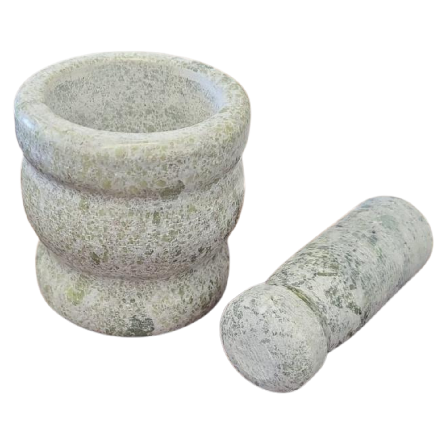 Grey & Green Natural Stone Mortar and Pestle