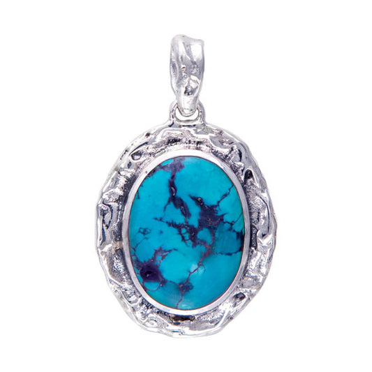 Turquoise Molten Silver Artisan Pendant