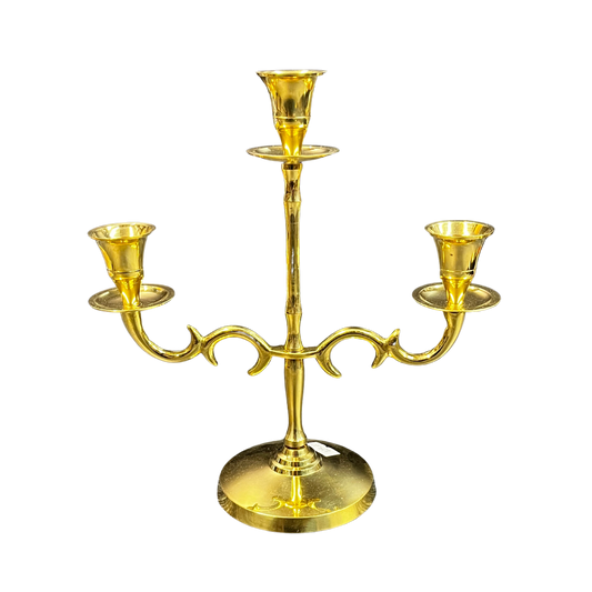 Solid Brass 3 Light Candle Holder