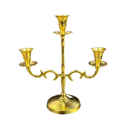 Solid Brass 3 Light Candle Holder