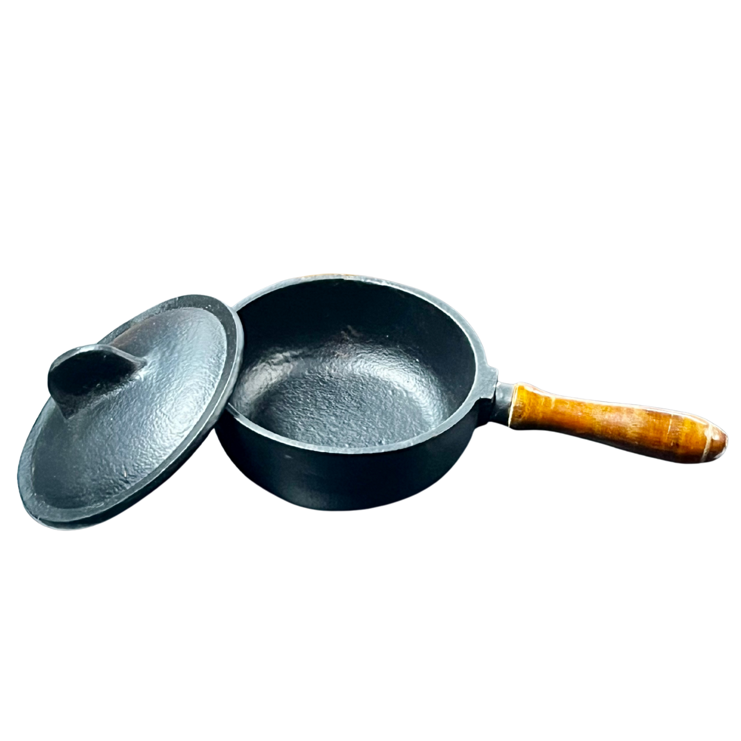 Cast Iron Cauldron with Lid & Wood Handle