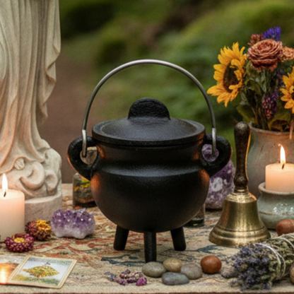 Cast Iron Cauldron w/Lid 3"