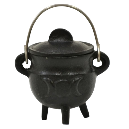 Triple Moon Cast Iron Cauldron w/Lid 3"