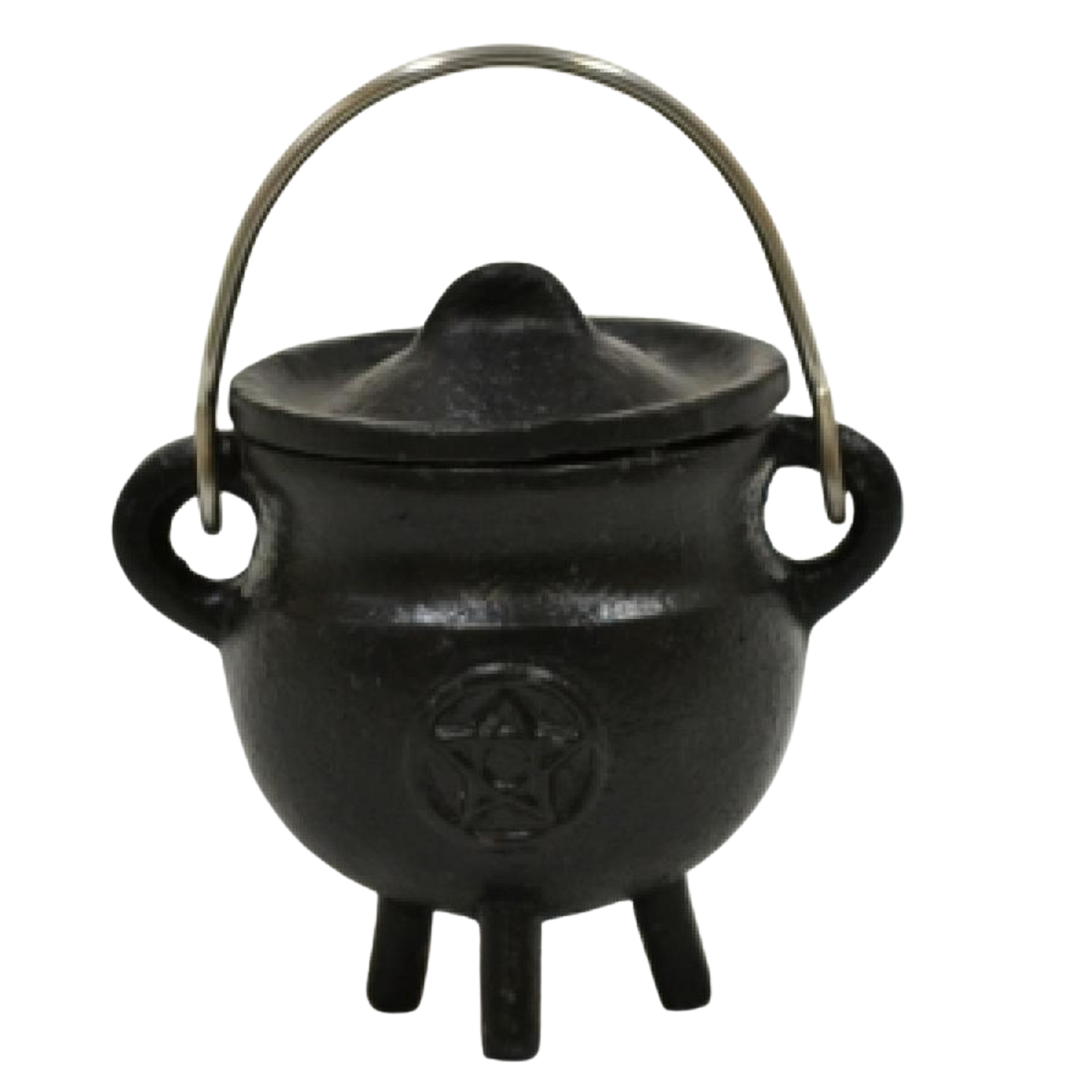 Pentacle Cast Iron Cauldron w/Lid 3"