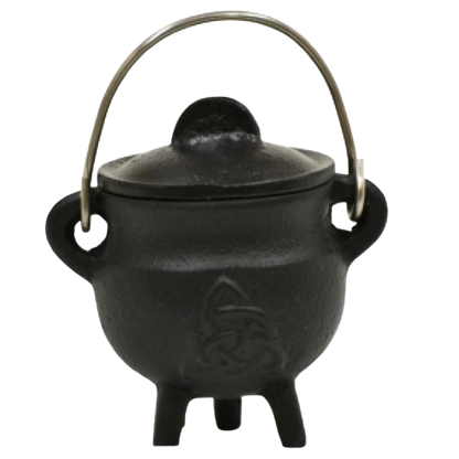 Triquetra Cast Iron Cauldron w/Lid 3"