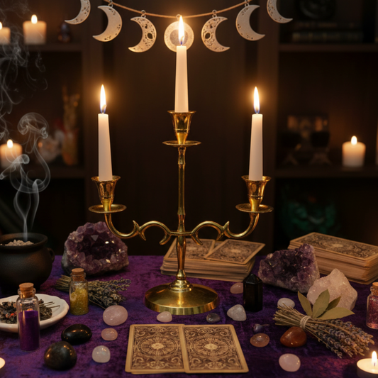 Solid Brass 3 Light Candle Holder