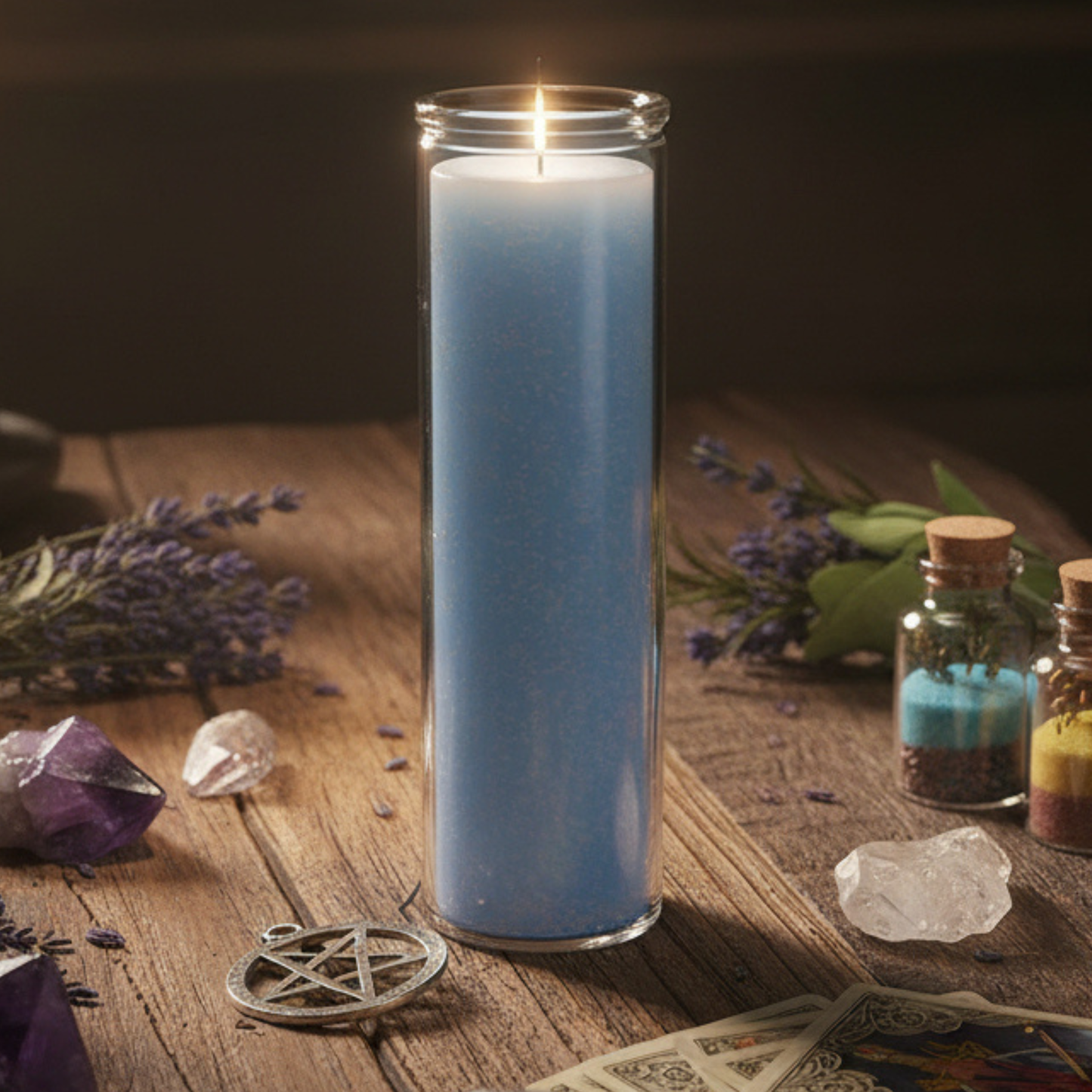 Light Blue 7 Day Candle