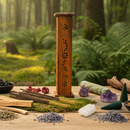 Moon & Star Tower Burner Wood