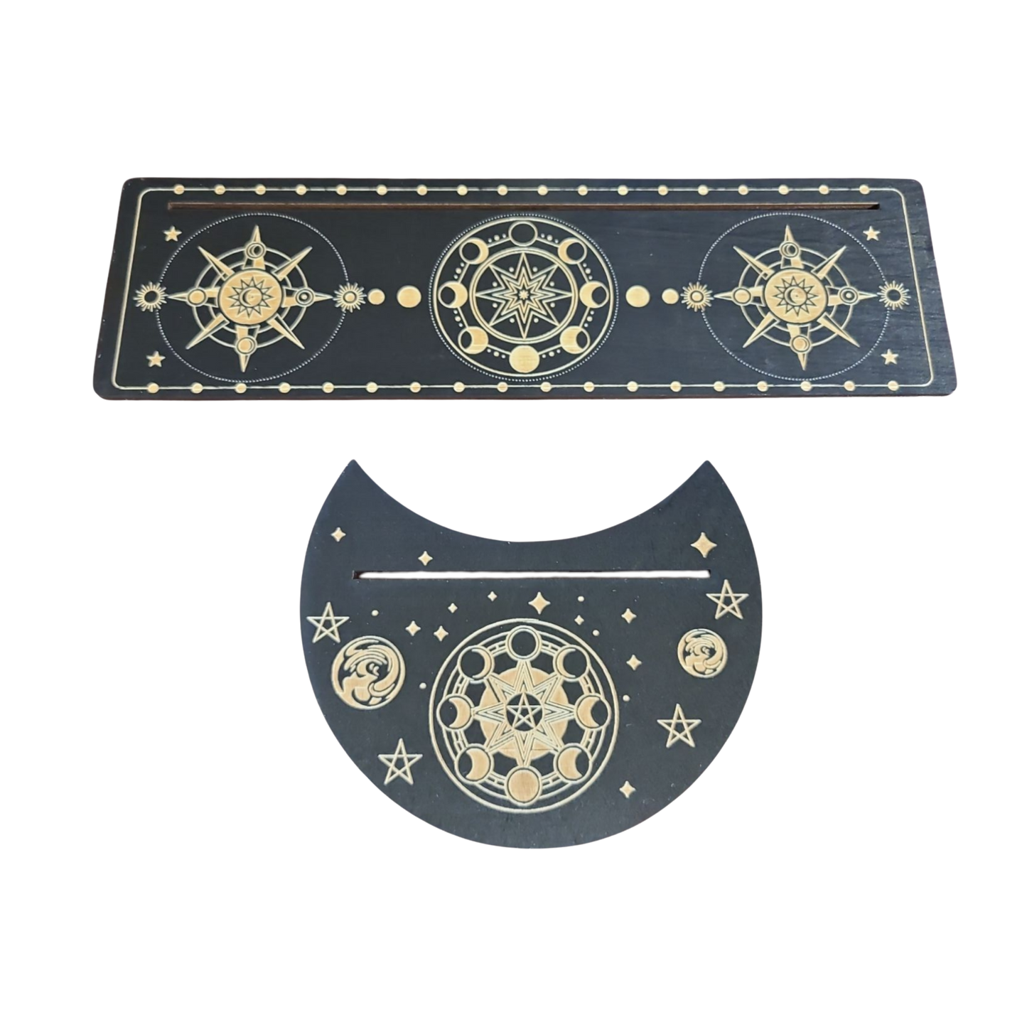 Wooden Tarot Card Holder Moon Phase D2