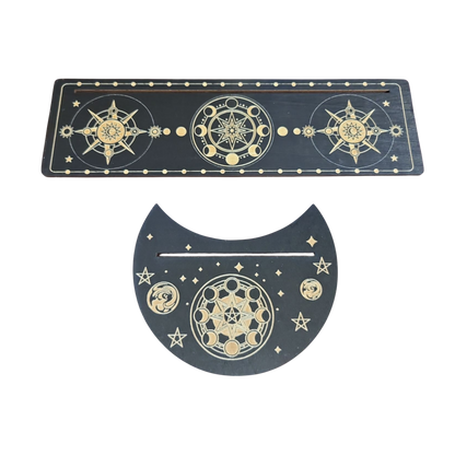 Wooden Tarot Card Holder Moon Phase D2