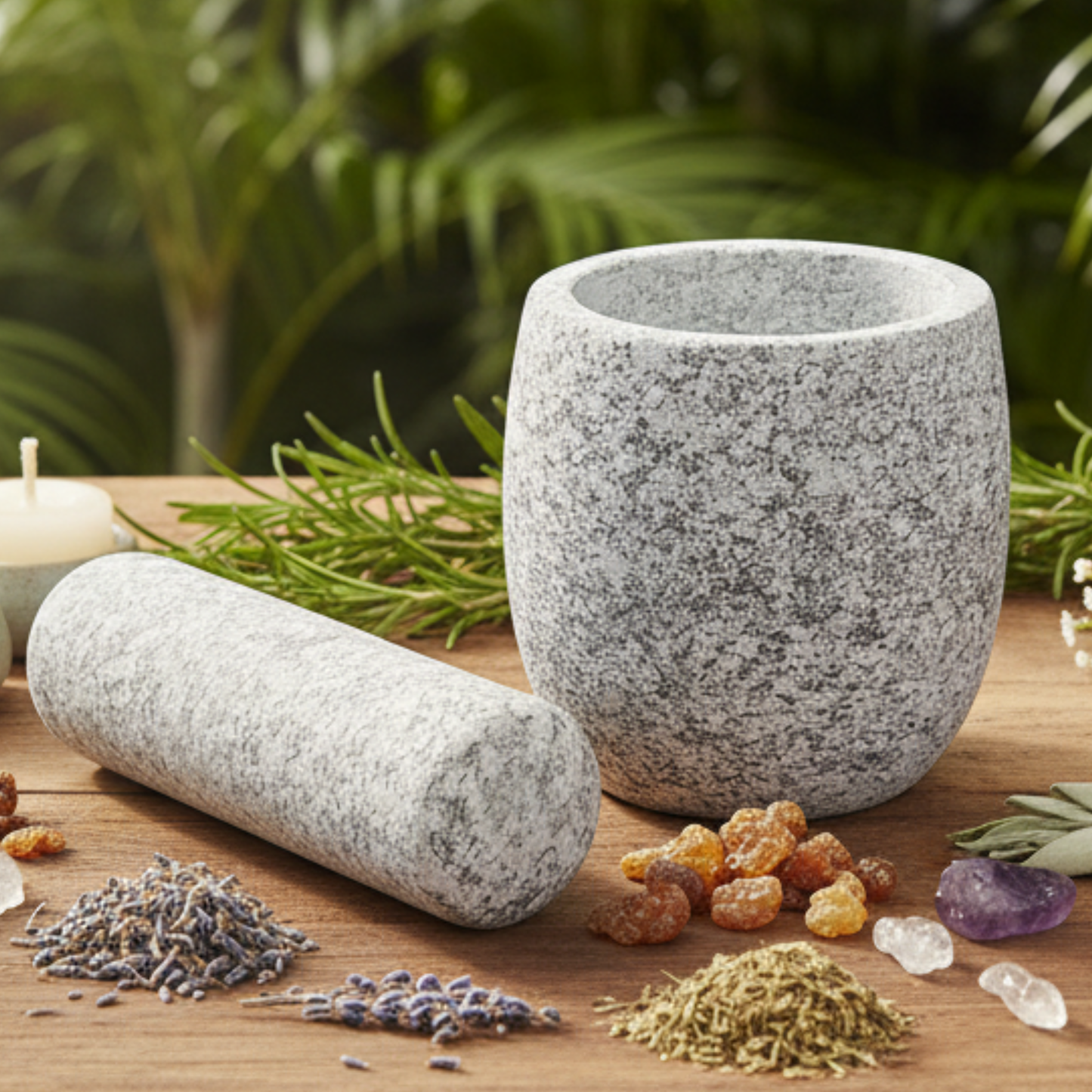 Grey Design Marble Mortar and Pestle Set