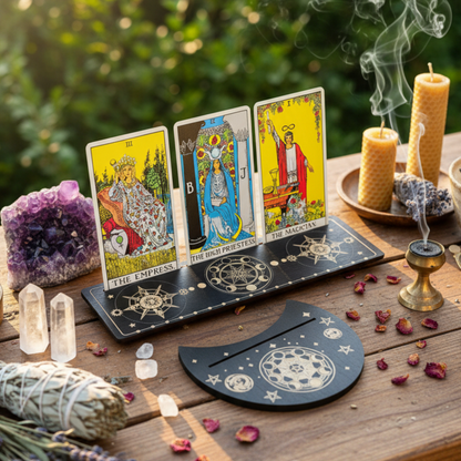 Wooden Tarot Card Holder Moon Phase D2