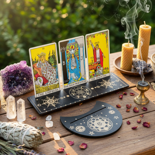 Wooden Tarot Card Holder Moon Phase D2
