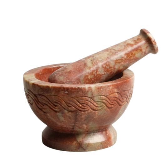 Celtic Knot Carved Mortar & Pestle 4"D