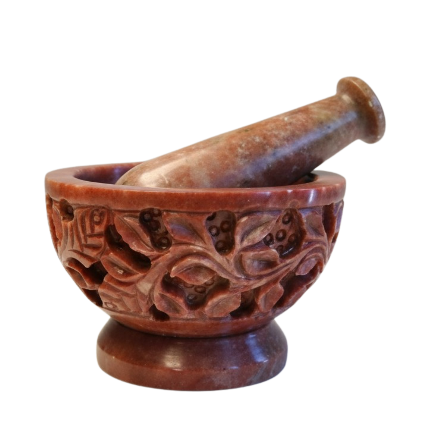 Soap Stone Carved Mortar & Pestle 4"D
