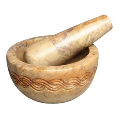 Celtic Knot Carved Mortar & Pestle Soap Stone