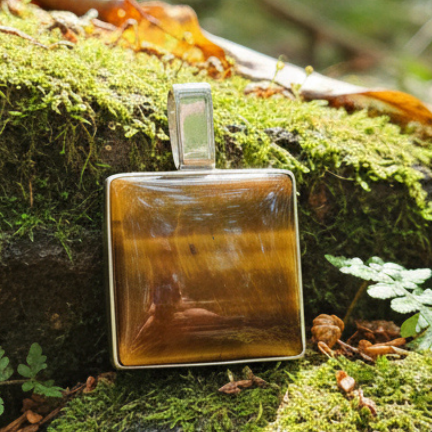 Tigers Eye Wild Visions Unisex Square Pendant