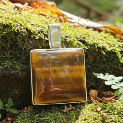 Tigers Eye Wild Visions Unisex Square Pendant
