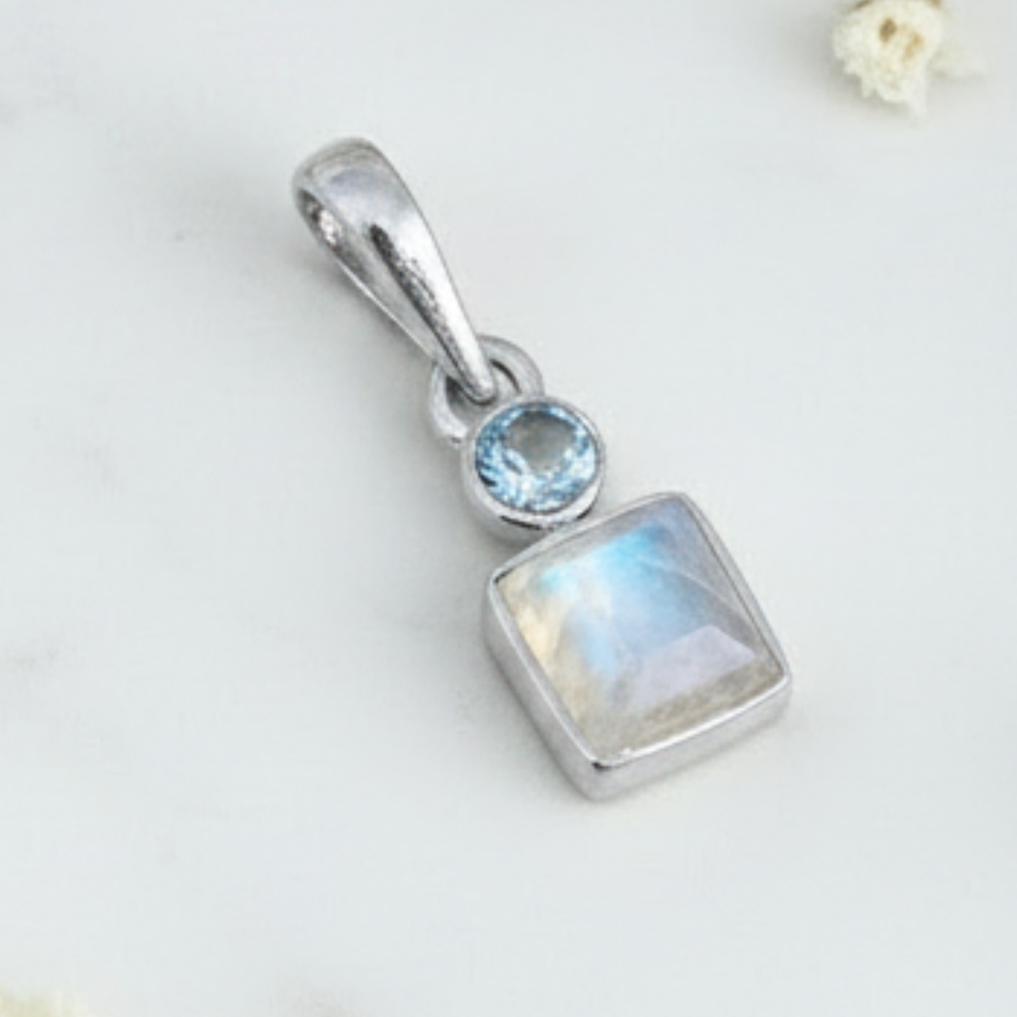 Blue Topaz & Moonstone Pendant