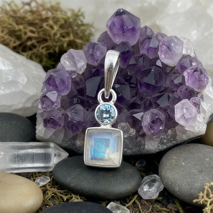 Blue Topaz & Moonstone Pendant