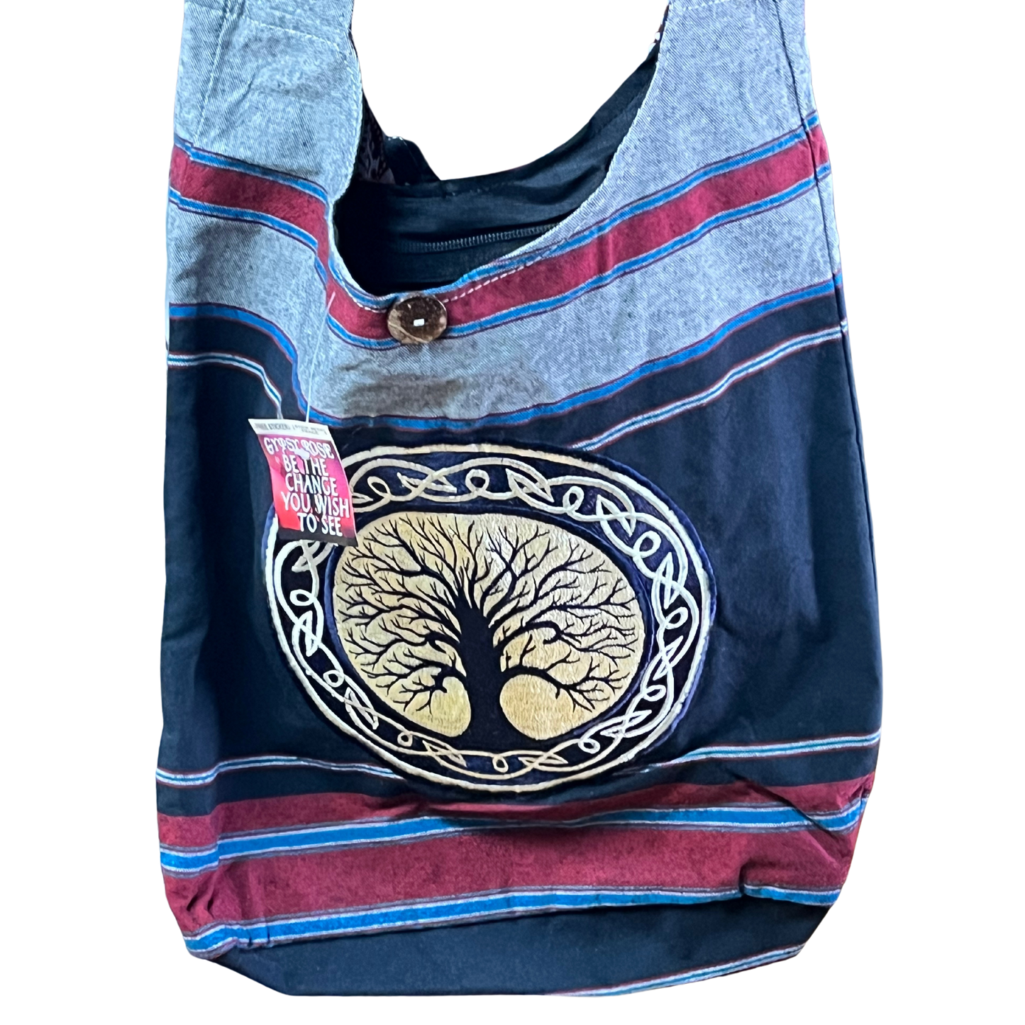 Embroidered Celtic Tree of Life Shyama Peddler Bag