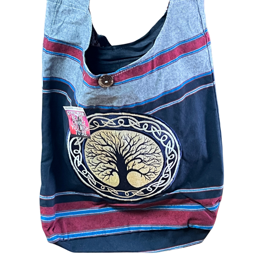 Embroidered Celtic Tree of Life Shyama Peddler Bag