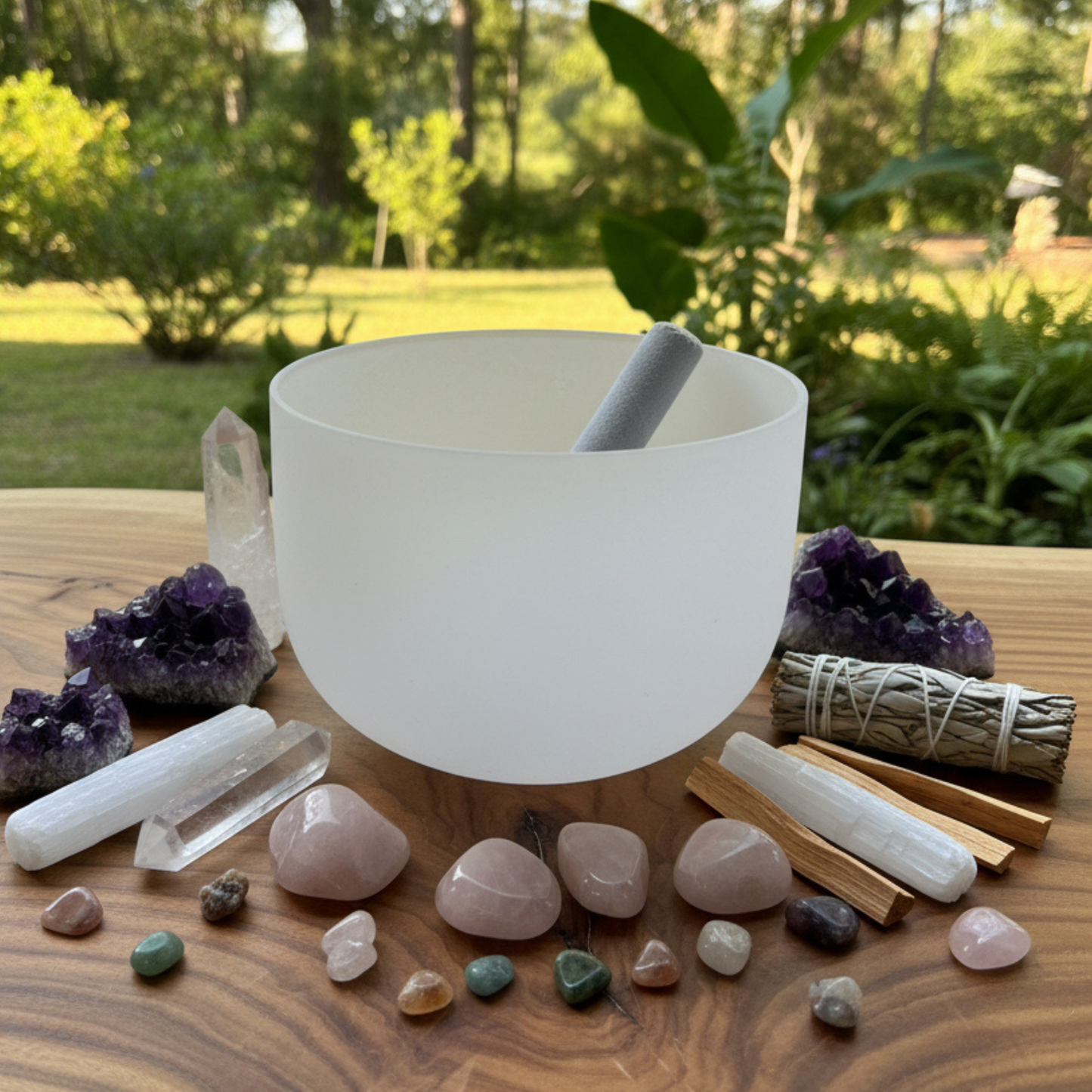 White Crystal Singing Bowl - 8"