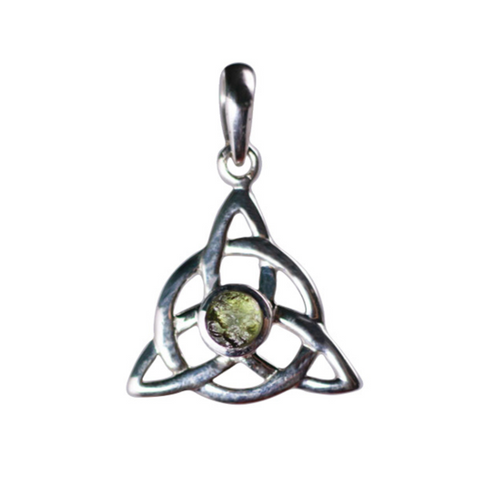 Moldavite Celtic Triskellion Pendant