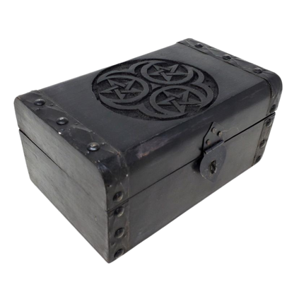 Pentacle & Triple Moon Wood Box
