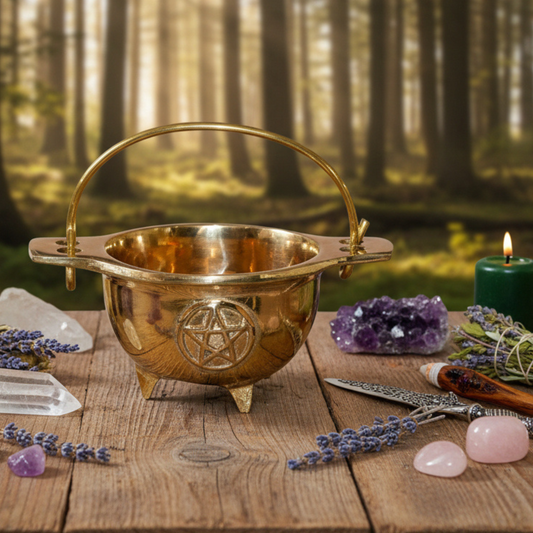 Pentacle Cauldron - SOLID BRASS
