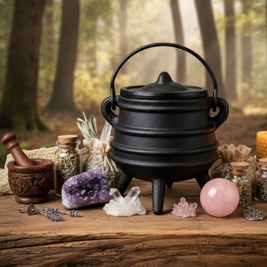 Cast Iron Cauldron with Lid - African-style