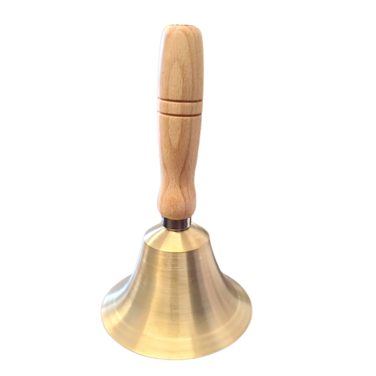 Brass Handbell with Non-Polished Wooden Handle