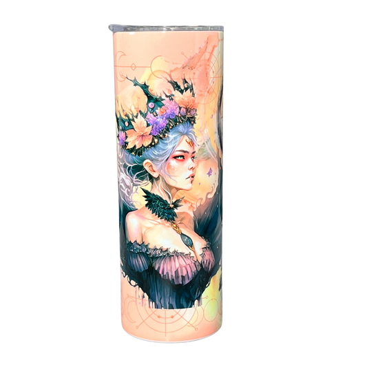 Moon Phase Raven Watercolor Wiccan Pentagram Witch Tumbler