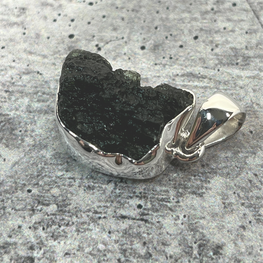 Moldavite Pendant Set in Sterling Silver - 1