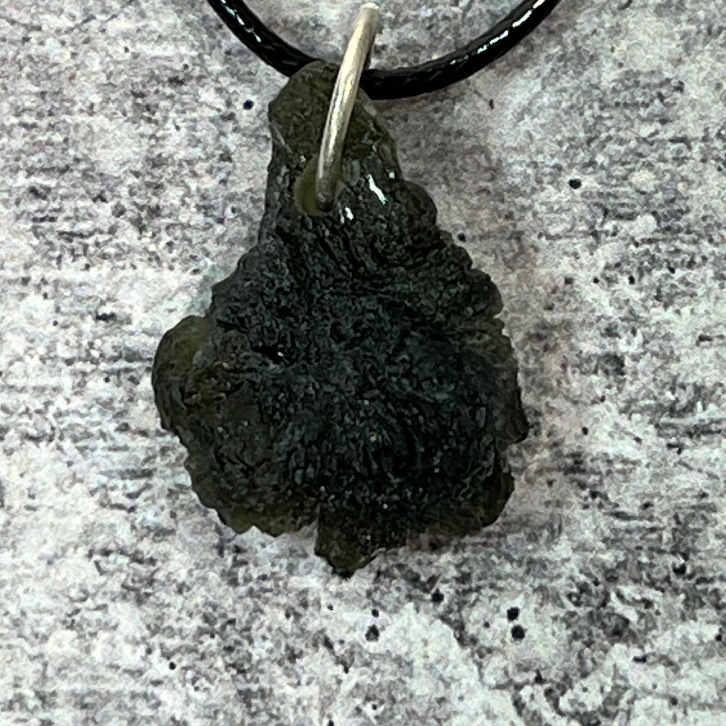 Moldavite Meteor Pendant w/ Black Cord