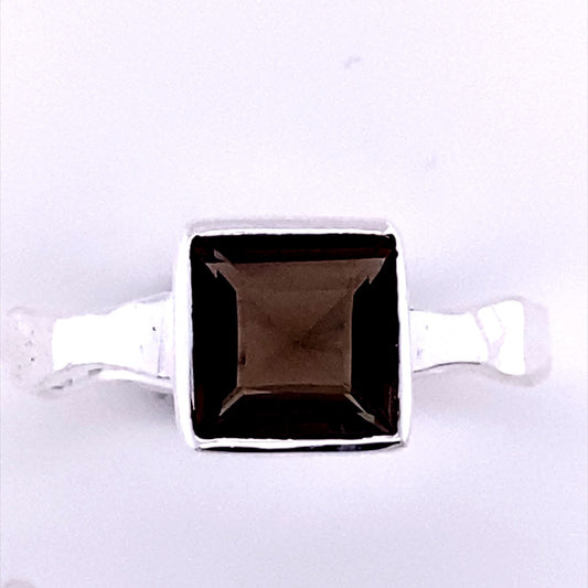 Smokey Quartz Shield Unisex Ring