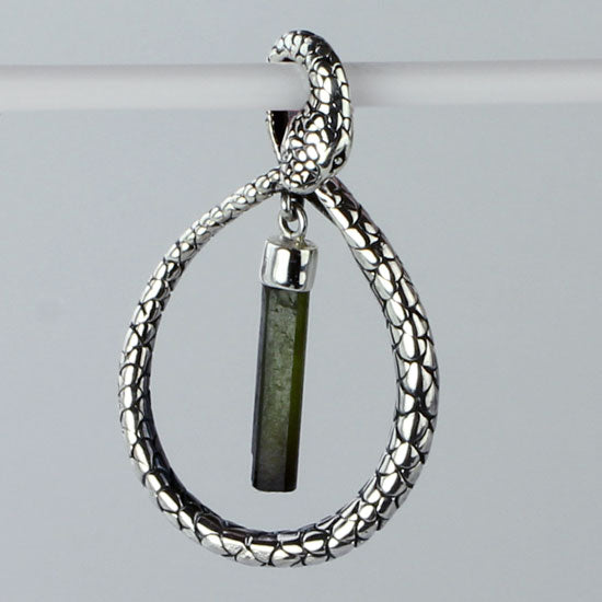 Black Tourmaline Snake Charm Pendant