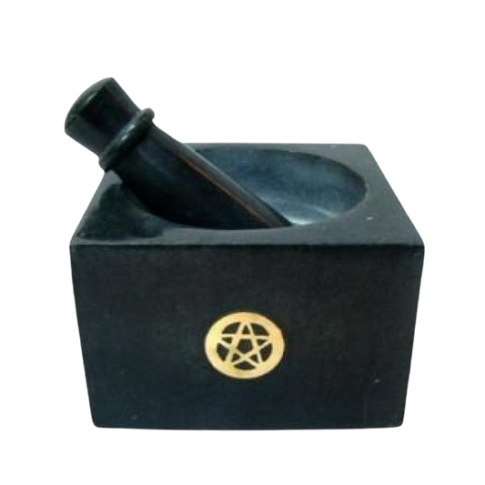 Black Pentacle Soap Stone Mortar & Pestle