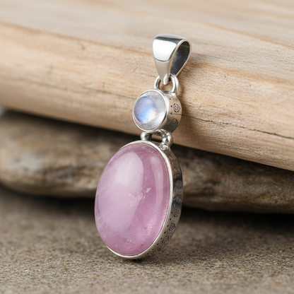 Kunzite Moonstone Divine Love Pendant