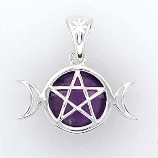 Reversible Triple Moon Goddess Pentacle Pendant